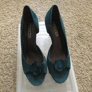 Teal kitten heels